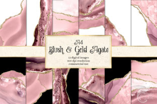 A4 Blush and Gold Agate Digital Paper: Elegant and Versatile Design Resource