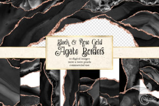 Black and Rose Gold Agate Borders: A Digital Artistic Masterpiece