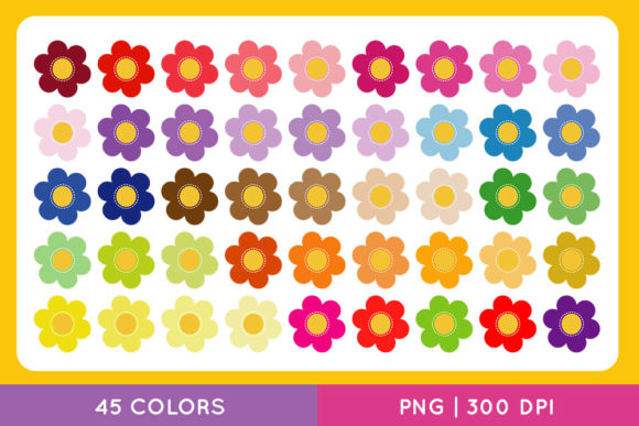 Colorful Flowers Clip Art Set, Spring