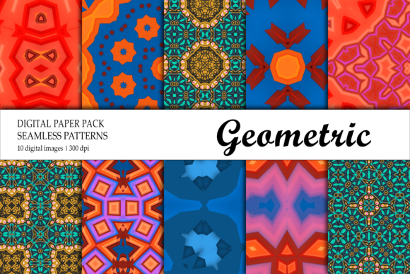 Wallpaper Geometric Red Orange Blue Gold